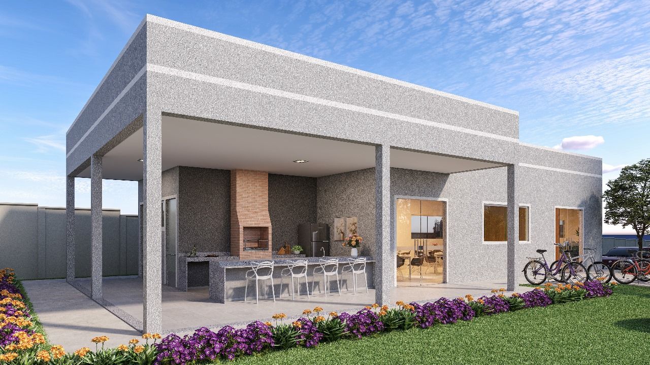 Espaço gourmet com churrasqueira do Residencial Tibre